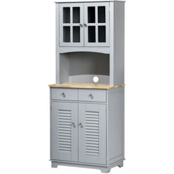 Credenza Alta per Cucina Armadio Dispensa in Stile Classico Grigia - Homcom