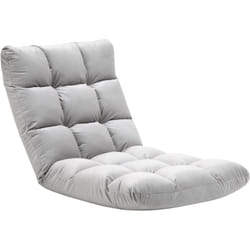 Homcom - Poltrona Design da Terra con Schienale Reclinabile a 180° Grigio Chiaro