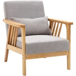 Homcom - Poltroncina da Camera in Legno con Rivestimento Vellutato Grigio