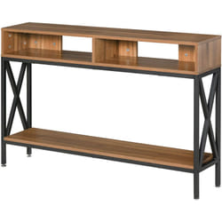 HOMCOM Tavolo Consolle Stile Industriale 3 Ripiani Legno Metallo Color Noce Nero