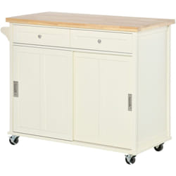 Carrello da Cucina a 4 Ruote in Legno e mdf per Utensili e Asciugamani - Homcom