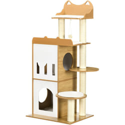 Torre per Gatti in mdf con Tiragraffi per Gatti e 2 Casette per Gatti - Pawhut