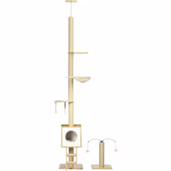 Descrizione: Fai riposare e giocare in sicurezza il tuo gatto con questa torre per gatti PawHut! Questo albero per gatti comp ...
