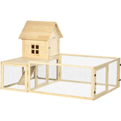 Pawhut - Conigliera in Legno d'Abete a 3 Porte con Vassoio Estraibile