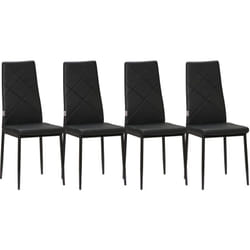 Set di 4 Sedie da Cucina con Schienale Alto Finta Pelle e Acciaio Nero - Homcom