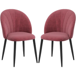 Set 2 Sedie da Pranzo Imbottite in Velluto con Gambe in Acciaio, Rosso - Homcom