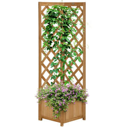 Fioriera con Grigliato per Rampicanti in Legno di Abete Marrone - Outsunny