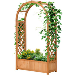 Fioriera da Giardino in Legno di Abete con Arco e Grate Marrone - Outsunny