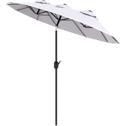 Ombrellone da Terrazza Doppio con Manovella 295x152x222 cm Bianco - Outsunny