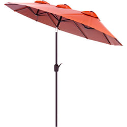 Outsunny Ombrellone da Terrazza Doppio con Manovella 295x152x222 cm Rosso