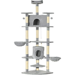 Albero Tiragraffi per Gatti Alto 2m con Amache e Casette Grigio Chiaro - Pawhut