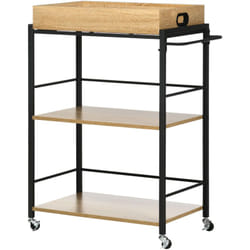Carrello Cucina 3 Ripiani Vassoio Rimovibile e Ruote Stile Industriale - Homcom