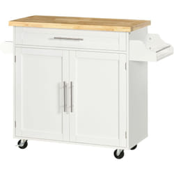 Homcom - Carrellino Cucina con Cassetto e Armadietto Bianco109x40x89cm