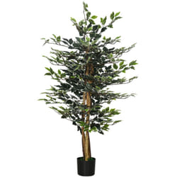 Homcom - Pianta Finta Verde di Fico con 702 Foglie e 3 Tronchi con Vaso Ø15x12.5cm
