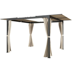 Outsunny - Pergola con Tende e Tetto Apribile in Alluminio e Acciaio 3x3m Beige