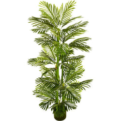 HOMCOM Pianta Finta Verde di Palma con 45 Foglie e 5 Rami con Vaso Ø15x12 cm