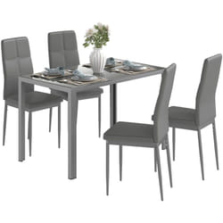 Homcom - Set 5 Pz con 1 Tavolo e 4 Sedie per Cucina o Sala da Pranzo Grigio