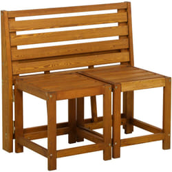Outsunny - Set 2 in 1 Tavolo e Sedie da Giardino o Panca da Giardino color Teak