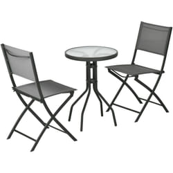 Set Tavolino e Sedie da Giardino 3pz in Acciaio per Esterni - Outsunny