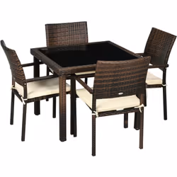 Descrizione: Questo set da giardino Outsunny composto da un tavolo e 4 sedie è l'arredo perfetto per rilassarti all'aperto in ...