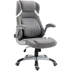 Sedia Ergonomica Girevole in Tessuto Traspirante Effetto Lino Grigia - Vinsetto