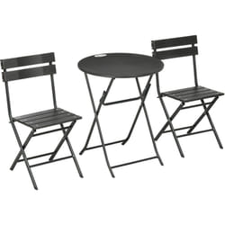 Set da Giardino 3 Pezzi con Tavolo e 2 Sedie Pieghevoli Grigio Scuro - Outsunny