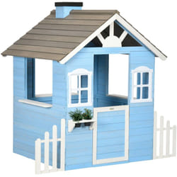 Outsunny - Casa per Bambini 3-7 Anni in Legno di Abete Blu