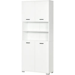 kleankin Mobile da Bagno Multiuso in Truciolato Bianco con Armadietti e Ripiani