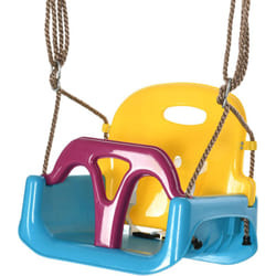 Outsunny Altalena per Bimbi 9-36 Mesi 3 in 1 con Cintura e Corda Regolabile Blu