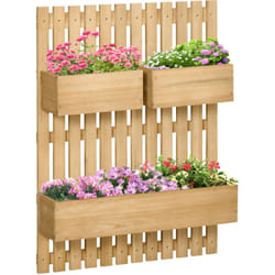 Fioriera da Giardino Verticale in Legno con 3 Vasi Rimovibili - Outsunny