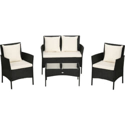 Outsunny - Set da Giardino per 4 Persone con Poltrona 2 Posti 2 Sedie e Tavolino