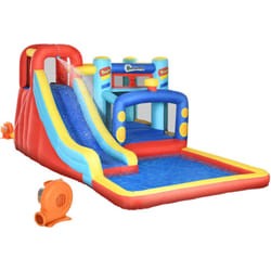 Outsunny - Castello per Bambini Gonfiabile con Piscina, Scivolo e Trampolino