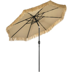 Outsunny Ombrellone da Giardino con Manovella e Copertura in Paglia Ø265x250cm