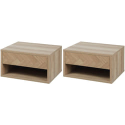 Homcom - Set 2 Comodini Moderni Sospesi in Legno con Cassetto e Mensola 37x32x21cm