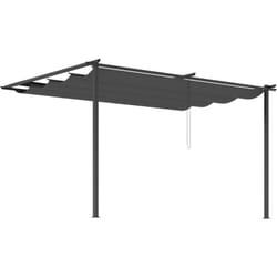 Outsunny - Pergola Gazebo 4x3m in Acciaio con Tetto Scorrevole Grigio
