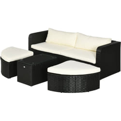 Outsunny - Salotto da Giardino Rattan pe con 2 Poltrone 2 Poggiapiedi Tavolino