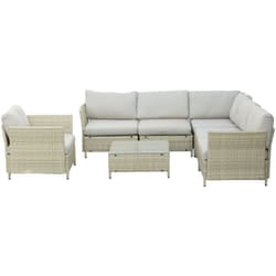 Outsunny - Set da Giardino 7 Pezzi Rattan pe con Poltrone e Divanetti con Cuscini