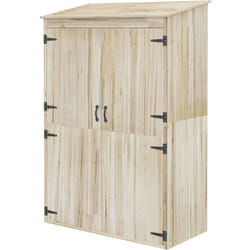 Casetta Porta Attrezzi in Legno di Abete 2 Porte e Ripiani 120x57x183cm - Outsunny