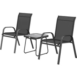 Set da Giardino 3 Pezzi con Tavolino da Caffè e 2 Sedie Impilabili Nero - Outsunny