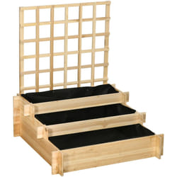 Outsunny - Fioriera con Grigliato a 3 Livelli in Legno e Tessuto non Tessuto