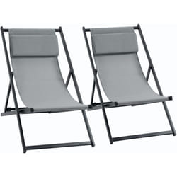 Outsunny - Set 2 Sedie Sdraio Pieghevoli in Alluminio Grigio 96.5 x 58 x 91.5cm