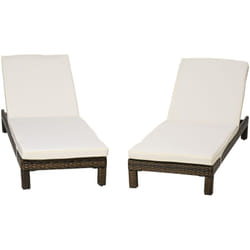 Outsunny - Set 2 Lettini Sdraio in Rattan pe con Schienale Reclinabile 5 Livelli
