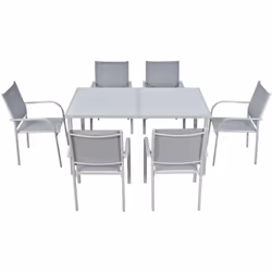 Descrizione: Questo set da giardino Outsunny dispone di 6 sedie e 1 tavolo con piano in vetro temperato e struttura in acciai ...