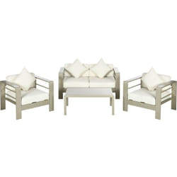 Outsunny - Set da giardino Cuscini Sfoderabili Tavolino Divanetto 2 Poltrone, Oro