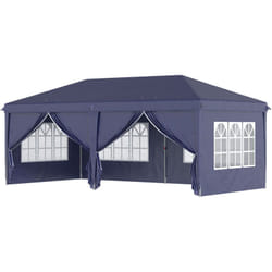 Outsunny Gazebo da giardino pieghevole con 6 Pannelli 585x295 cm Blu