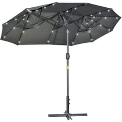 Ombrellone doppio Con Luci Solari e Base a croce 295x150x219cm Grigio - Outsunny