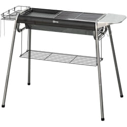 Barbecue Portatile a Carbonella con Griglia, Piastra, Cestino e Ripiani - Outsunny