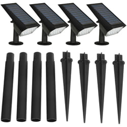 Outsunny - Set 4 Faretti con Picchetto 1 Colore 17x10x48.3cm IP65 Luce Solare Nero