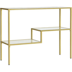 Consolle da Ingresso in Vetro Temperato 3 ripiani color Oro - Homcom
