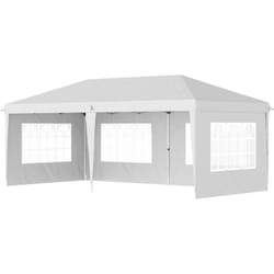 Outsunny - Gazebo da Giardino 5.9x3x2.7m Bianco con Pareti Removibili